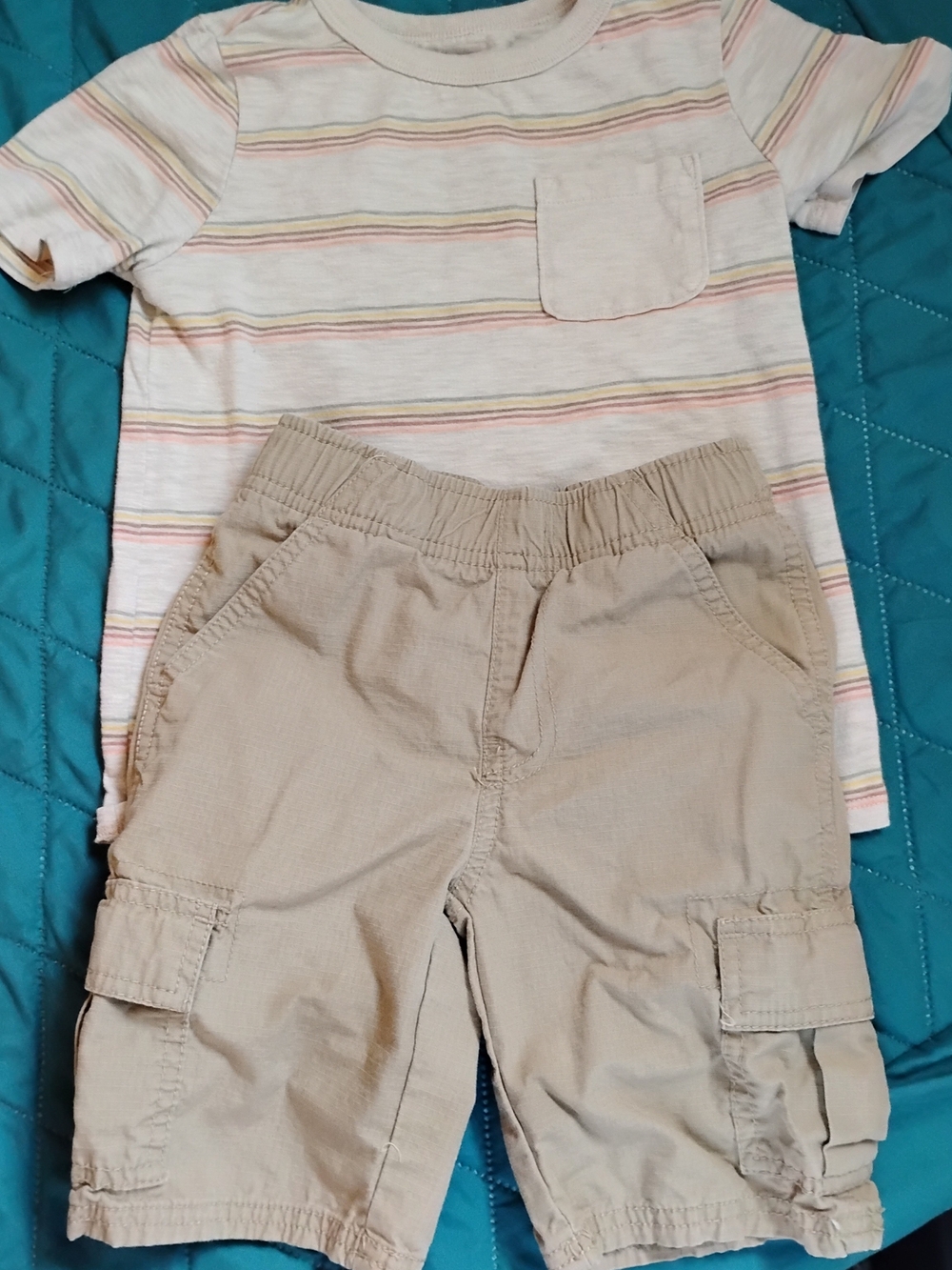 Boys' Tan Cargo Shorts with Elastic Waist